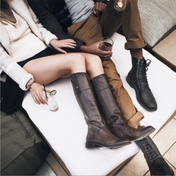 Frye Jayden Button Redwood Brown Leather Knee High Fall/Winter Tall Riding Boots - Picture 6 of 16